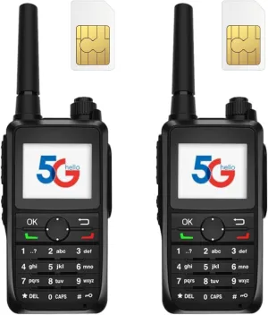 V1-6300 2 Pack Walkie Talkie with SIM Cards Two Way Radio National Intercom Long Range Radio IP67 Waterproof Type-C Rechargeable Handheld with GPS,Use for a Lifetime
