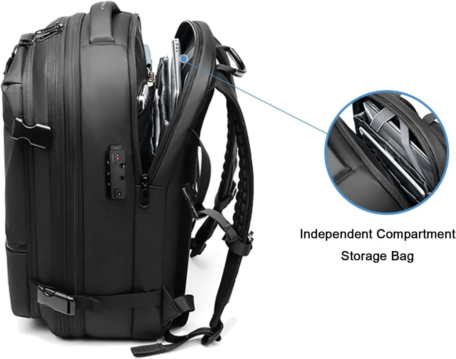 Vaccage-Vaccage Backpack, 60L Expandable Vaccage Bag with Pump, Waterproof Anti Theft Vacuum Back Pack for Travel & Business (Blue)