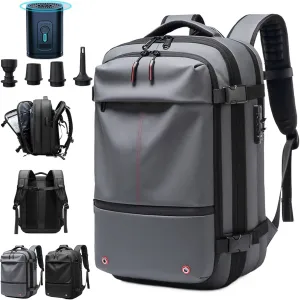 Vacpack Backpack,Vacuum Pack Backpack for Travel,Expandable Airback Vacuum Compression Backpack,Waterproof,Anti-Theft(Grey   Electric Vacuum)