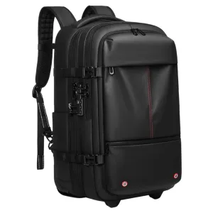 Vacuum Backpack 3 Compartment USB Waterproof Oxford Travel Backpack with Vacuum System, Pull Handle Expandable Travel Bag, Power Bank Not Include