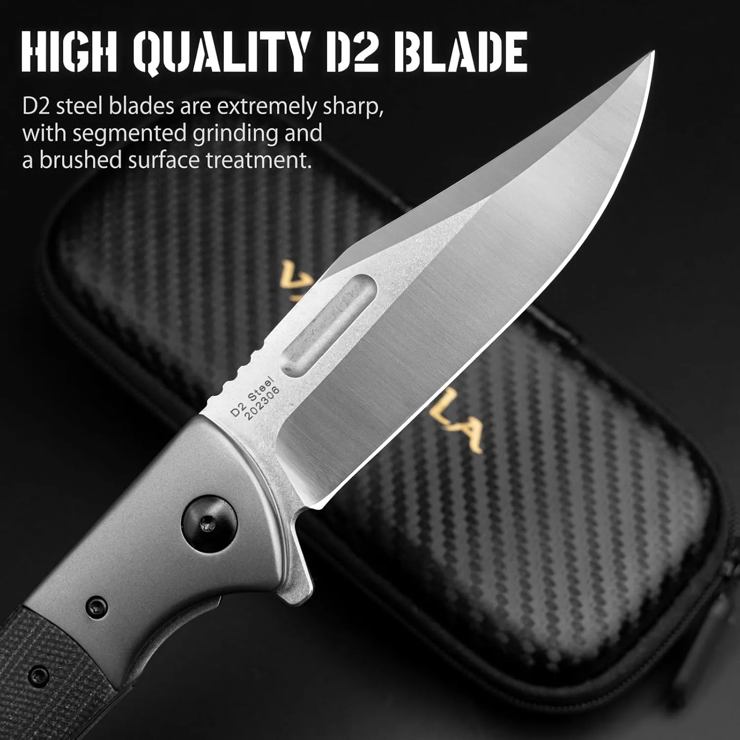 VALHALLA PTEROSAUR EDC Pocket Folding Knife, 3.9" D2 Steel Blade with Micarta Handle, Tactical Folding Knife for men, Cool Pocket Knife for Camping, Hunting, Bushcarft, Gifts for Men and women (BLACK)