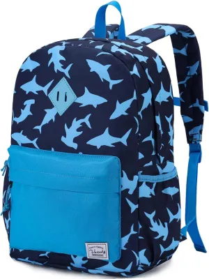 VASCHY Toddler Backpack for Boys, Kids Water Resistant Lightweight Preschool Bookbag Daypack for Children Daycare Sharks