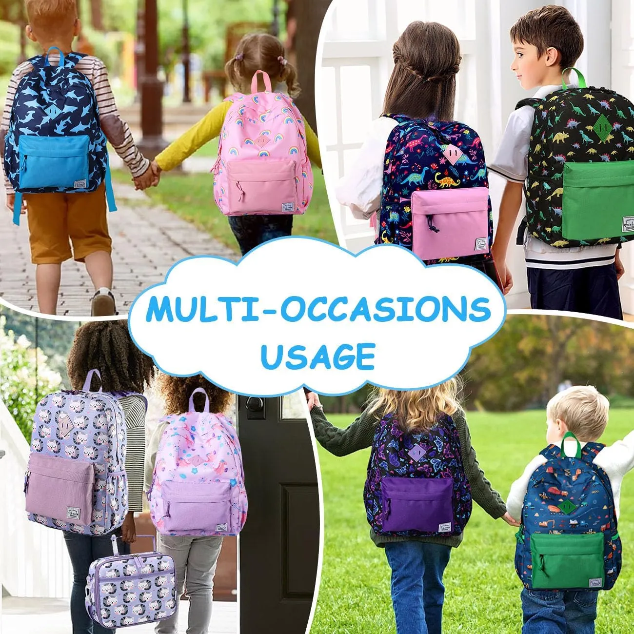 VASCHY Toddler Backpack for Boys, Kids Water Resistant Lightweight Preschool Bookbag Daypack for Children Daycare Sharks