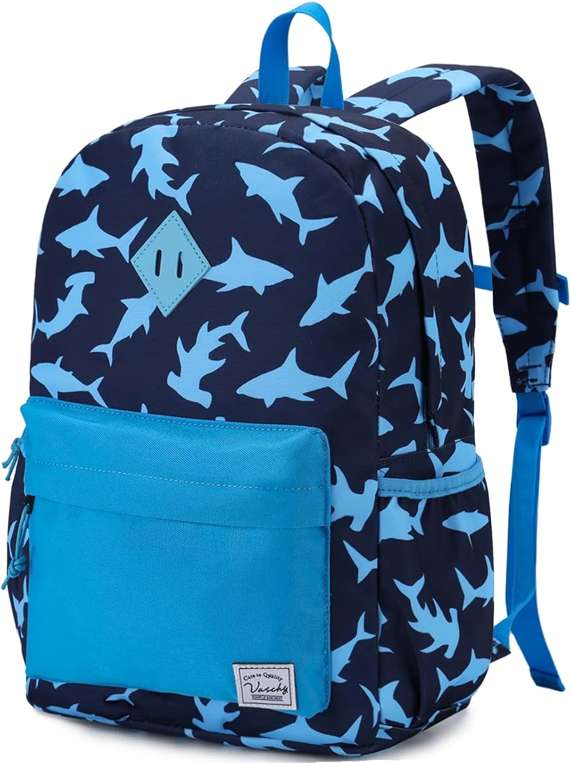 VASCHY Toddler Backpack for Boys, Kids Water Resistant Lightweight Preschool Bookbag Daypack for Children Daycare Sharks