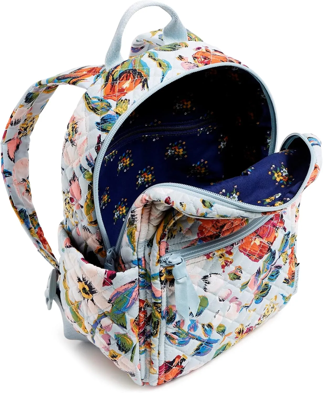 Vera Bradley Women's Cotton Small Backpack, Sea Air Floral - Recycled Cotton, One Size