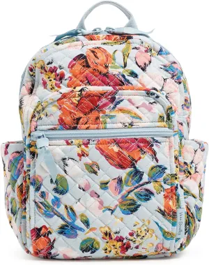 Vera Bradley Women's Cotton Small Backpack, Sea Air Floral - Recycled Cotton, One Size