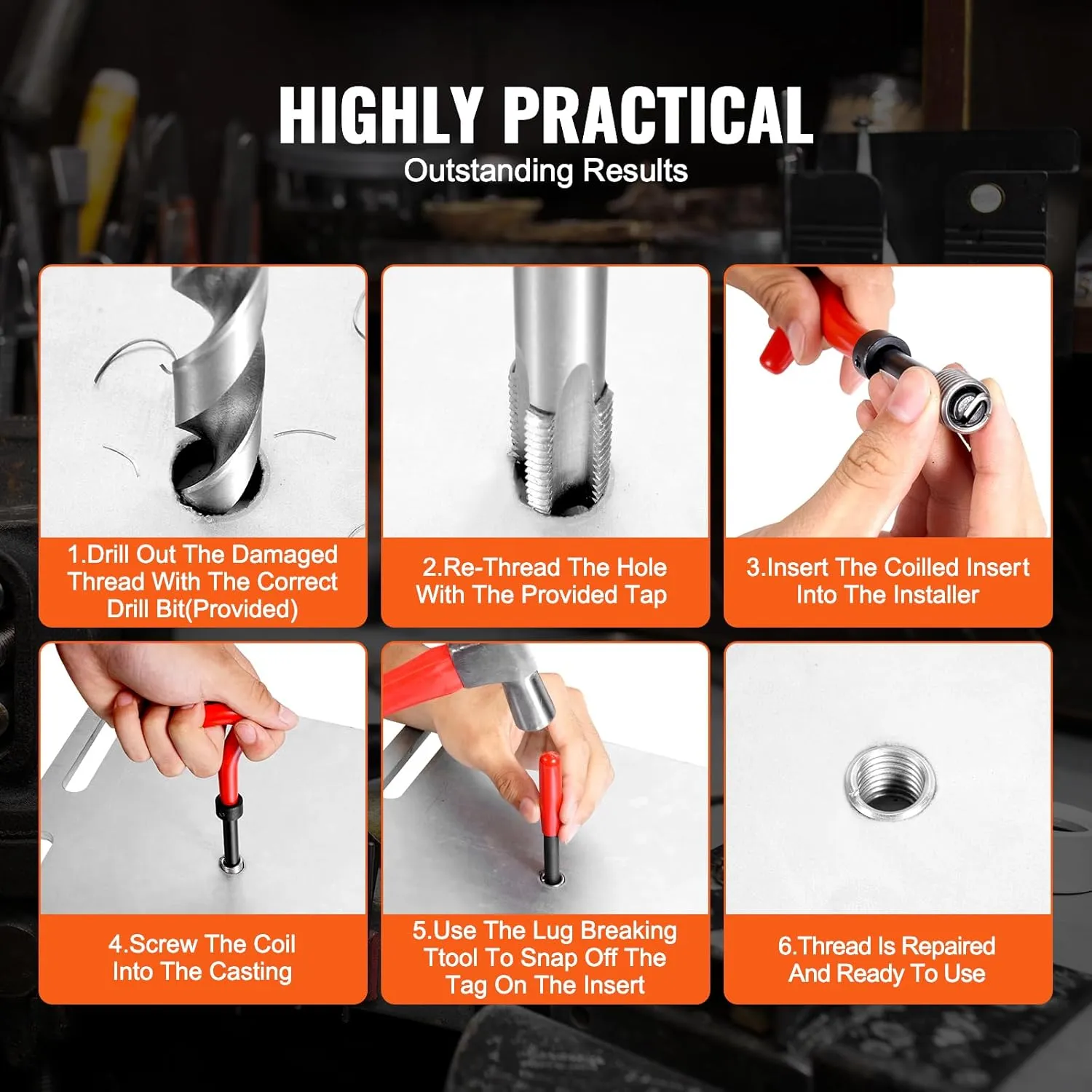 VEVOR Thread Repair Kit - 166Piece Metric HSS Drill Helicoil Repair Kit - M5 M6 M8 M10 M12 Portable Rethreading Tool Kit - Thread Inserts Taps Breakoff Installation Tools
