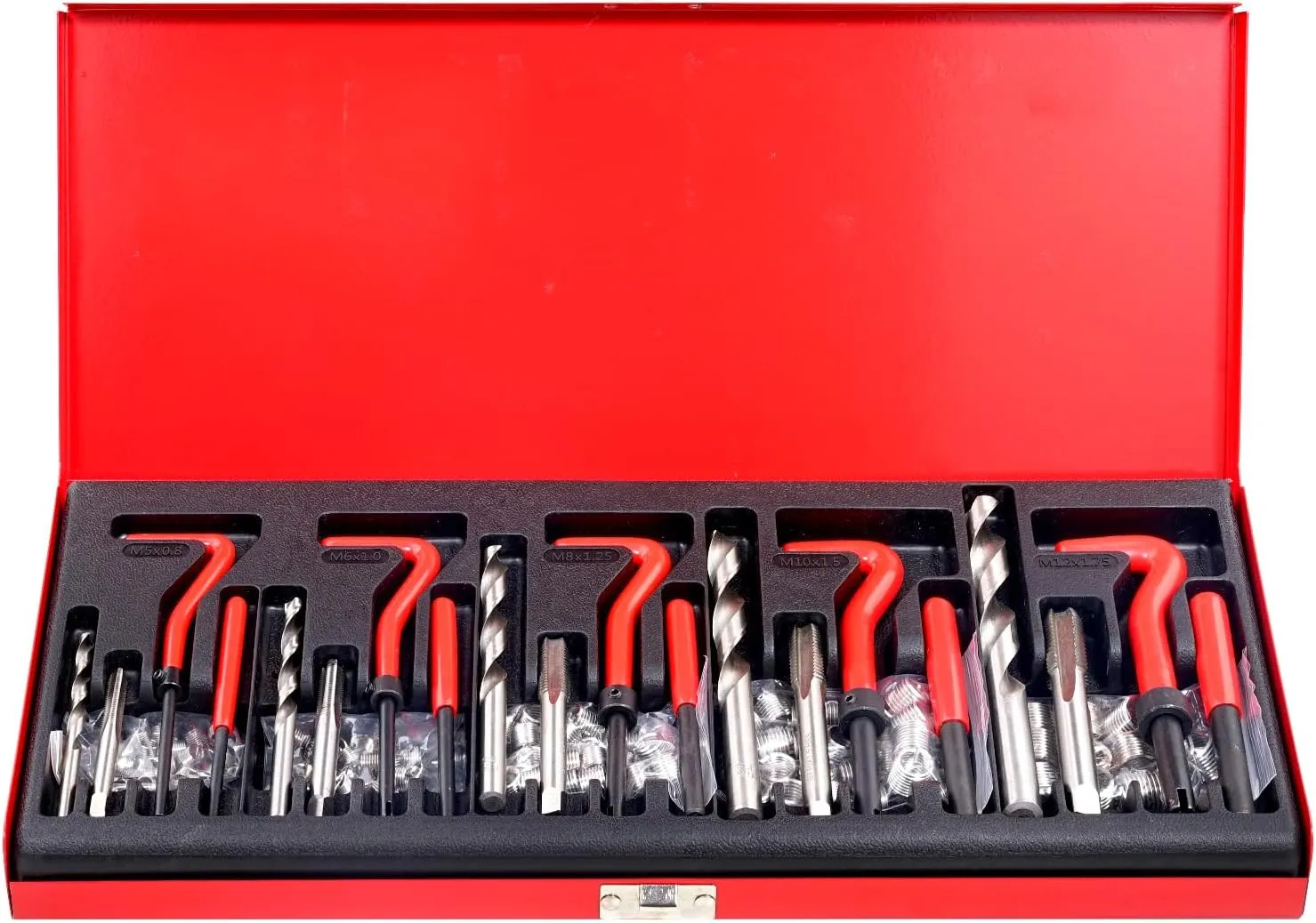 VEVOR Thread Repair Kit - 166Piece Metric HSS Drill Helicoil Repair Kit - M5 M6 M8 M10 M12 Portable Rethreading Tool Kit - Thread Inserts Taps Breakoff Installation Tools