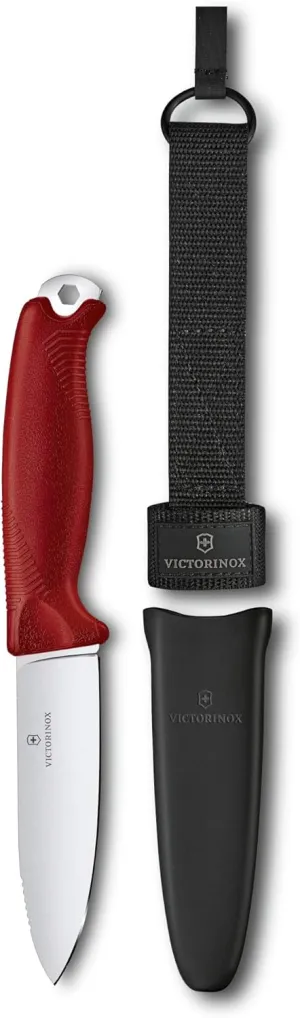 Victorinox Venture Fixed-Blade Full Tang Stainless Steel Outdoor Knife - Durable Red Handle, Swiss Army Knife That is Ideal for Camping and Survival