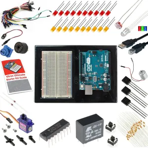Vilros Arduino Uno Starter Kit - Includes Arduino Uno R3 Board, 190  Electronics Components, Breadboard, Jumper Wires, DC Motor, Servo, Relay, Full-Color 72 Page Manual [190  Pieces]