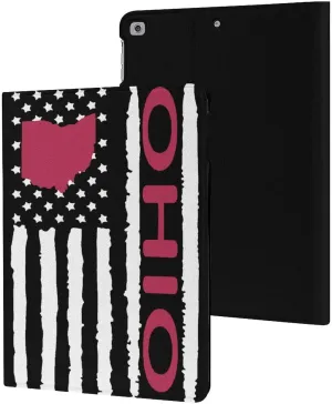 Vintage U.S. Ohio Map Flag Slim Case Compatible with ipad 2017/2018/Air1/Air2 (9.7in) Shockproof Waterproof Protective Cover Stand