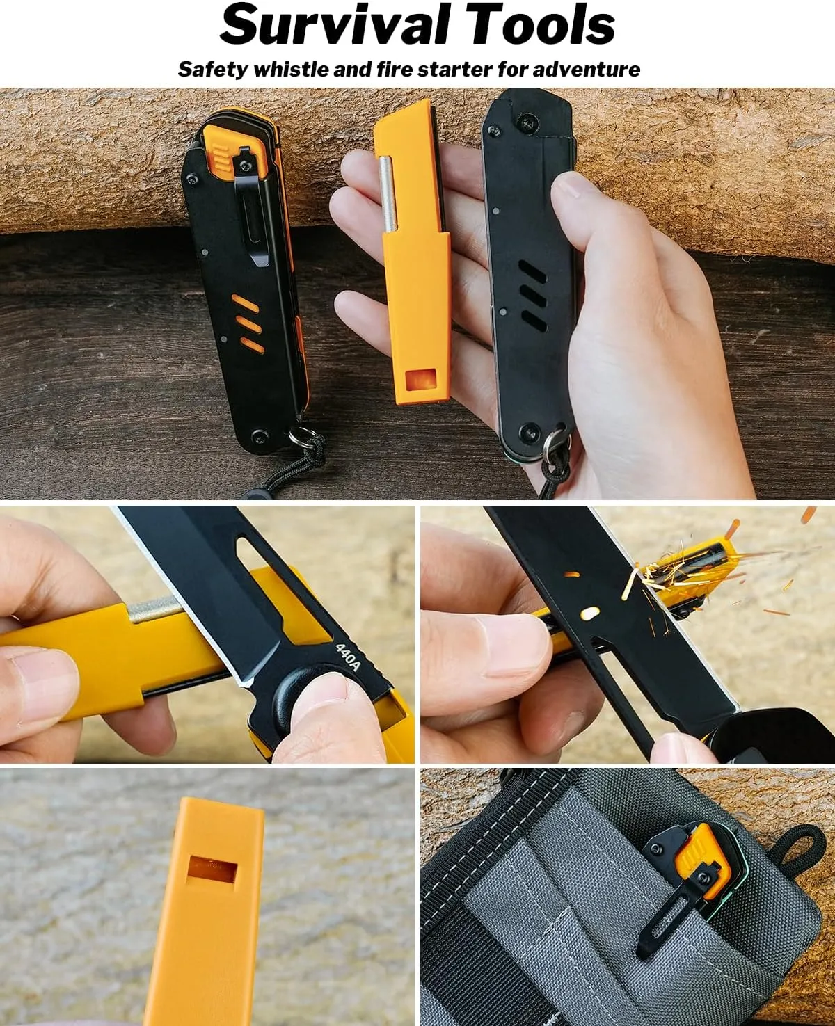 VIPERADE VAK4 Multitool Pocket Knife for Men, Multifunctional 21-in-1 Multitool Pocket Knife with Pouch, Outdoor Camping Survival and Everyday Use (K4-Yellow)
