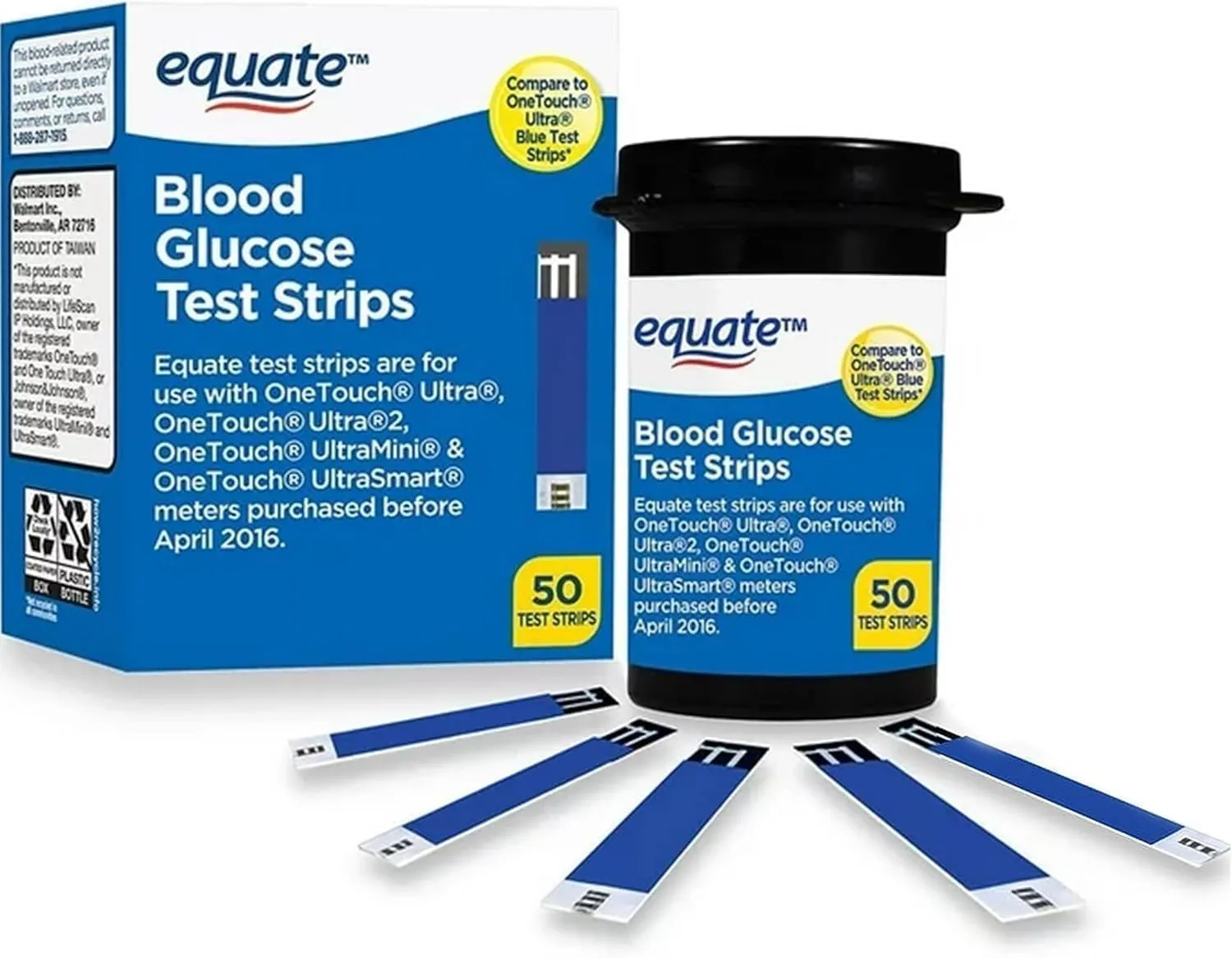 VSL Generic Blood Glucose Test Strips, 50 Count | Ideal for Glucose Monitor Kit, Diabetes Testing | Compatible with OneTouch Meters |Accurate & Easy to Use | High Accuracy Strips by Equate