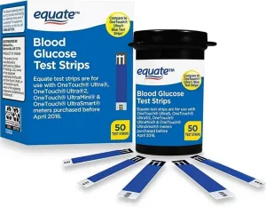 VSL Generic Blood Glucose Test Strips, 50 Count | Ideal for Glucose Monitor Kit, Diabetes Testing | Compatible with OneTouch Meters |Accurate & Easy to Use | High Accuracy Strips by Equate