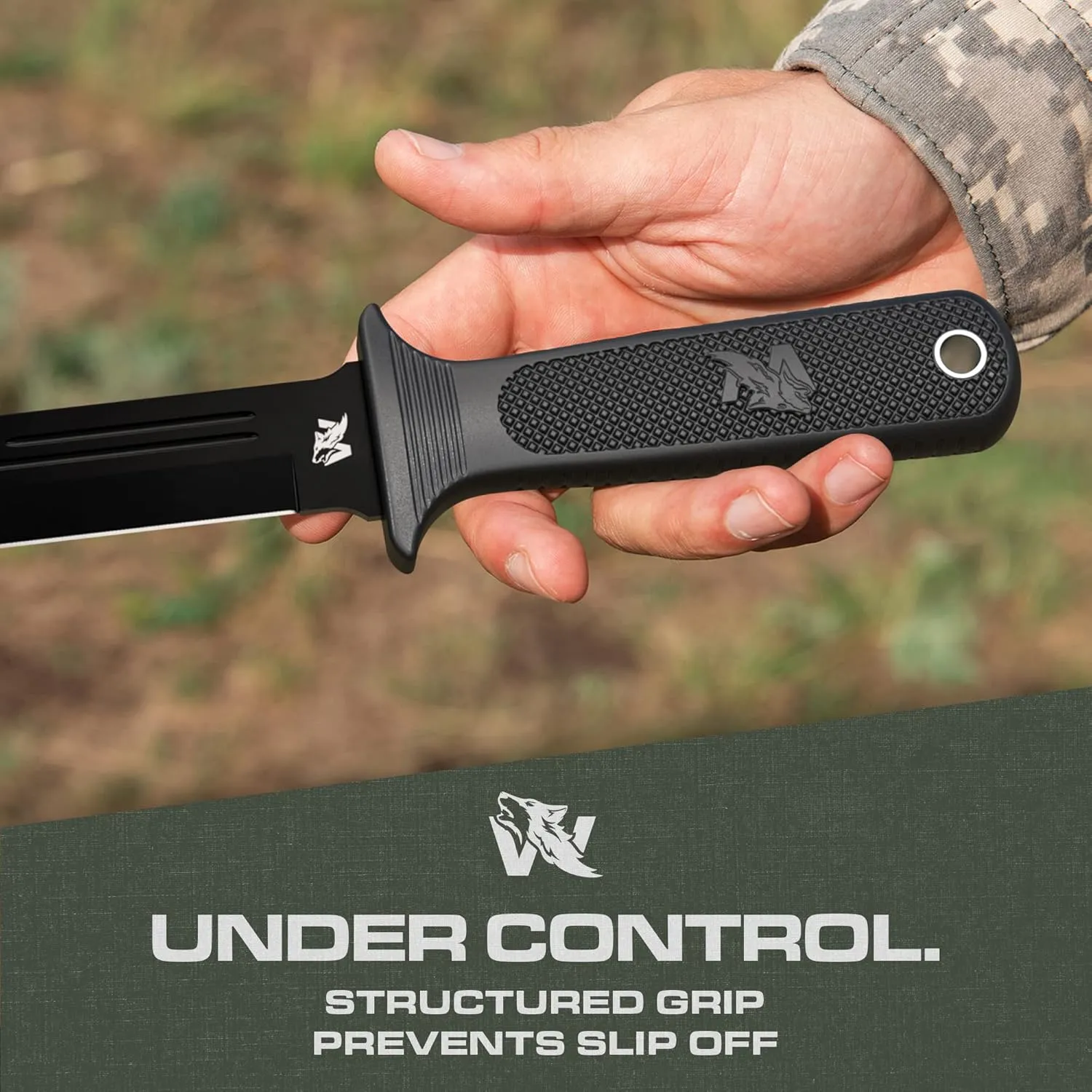 W-Catcher Fixed Blade Knife with Sheath - Large Hunting-Knife made of D2 steel - Big Fixed Blade Knives with Non-Slip TPE Handle - Full Tang Survivalknife for Outdoor Activities