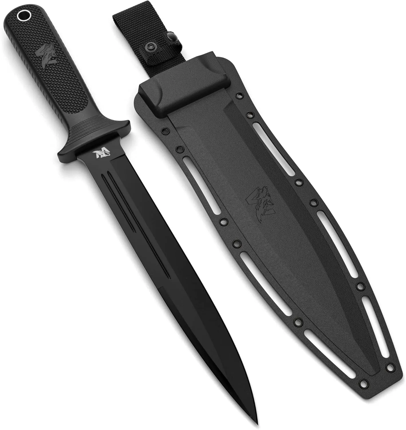 W-Catcher Fixed Blade Knife with Sheath - Large Hunting-Knife made of D2 steel - Big Fixed Blade Knives with Non-Slip TPE Handle - Full Tang Survivalknife for Outdoor Activities