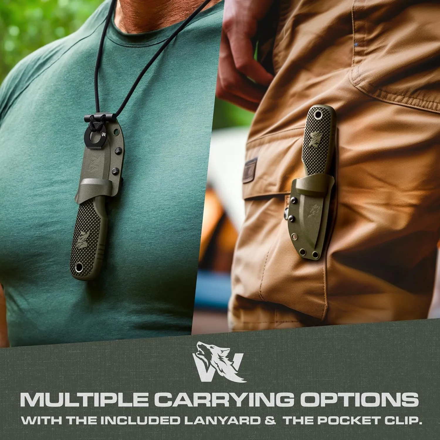 W-MINI 2 - EDC Neck Knife with Sheath and Necklace - Small EDC Fixed Blade Knife Necklace and Belt Clip - Pocket Fixed Blade Knives - Full Tang Neck Knife with Sheath Tactical   Fire Starter