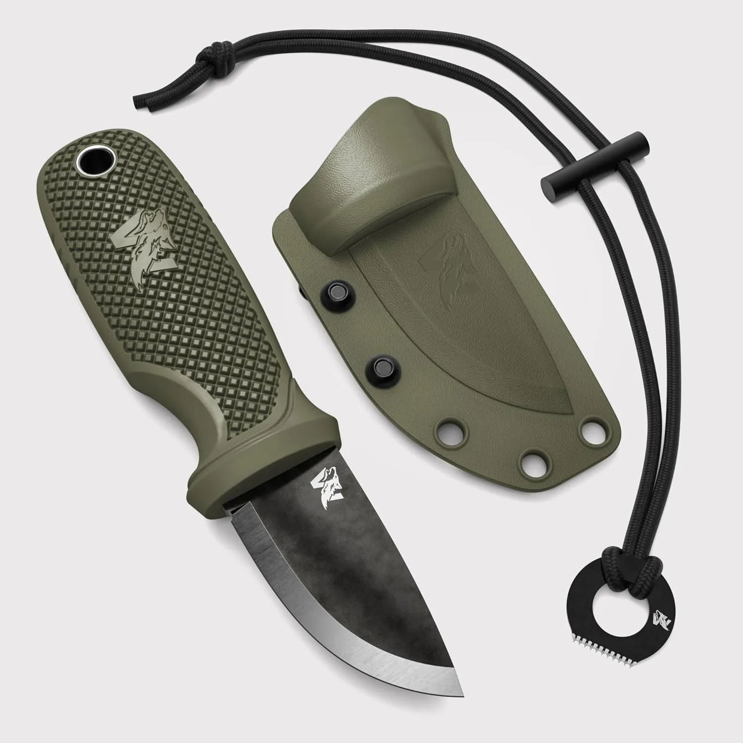 W-MINI 2 - EDC Neck Knife with Sheath and Necklace - Small EDC Fixed Blade Knife Necklace and Belt Clip - Pocket Fixed Blade Knives - Full Tang Neck Knife with Sheath Tactical   Fire Starter