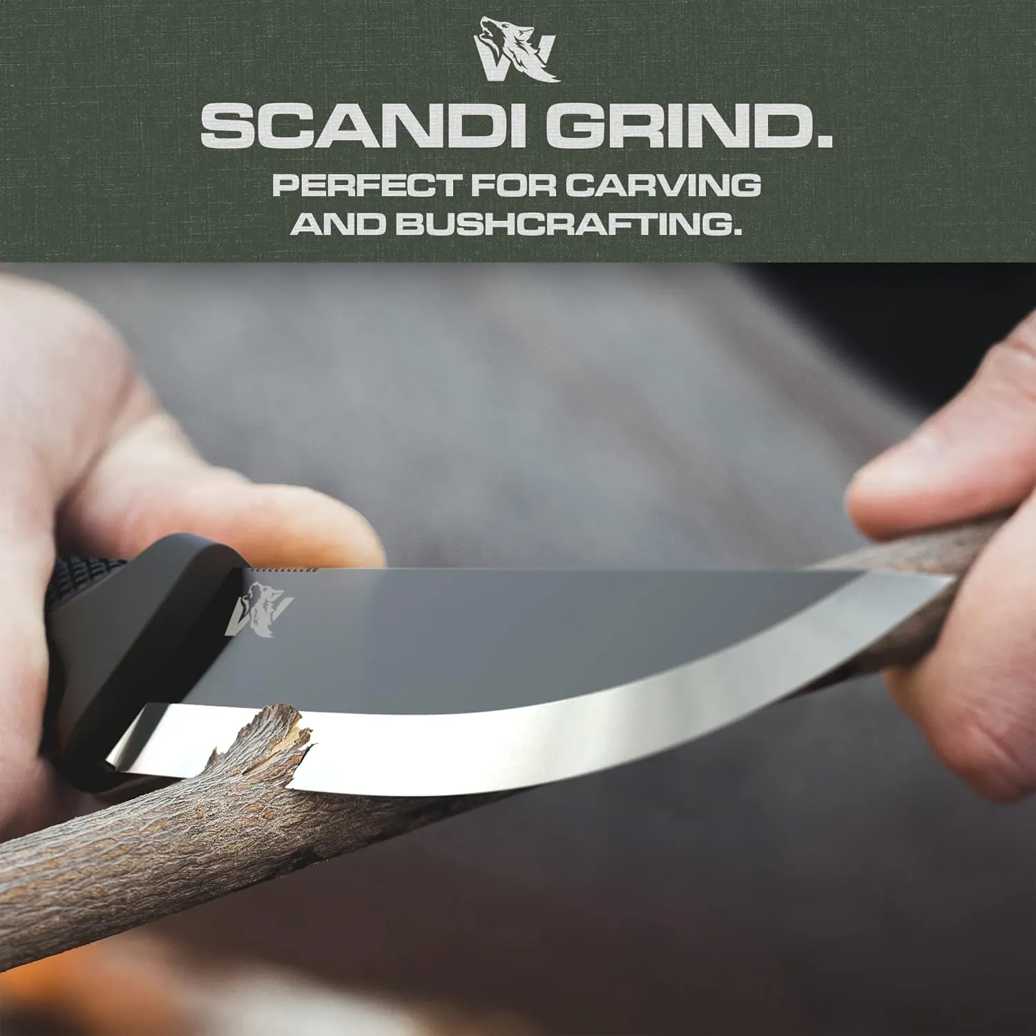 W-SCANDI Full Tang Survival Knife with Sheath - Stylish Tactical Fixed Blade - Made of D2 Steel - Bushcraft and Camping Knife Survival - Perfect EDC Hunting Knife with TPE Handle