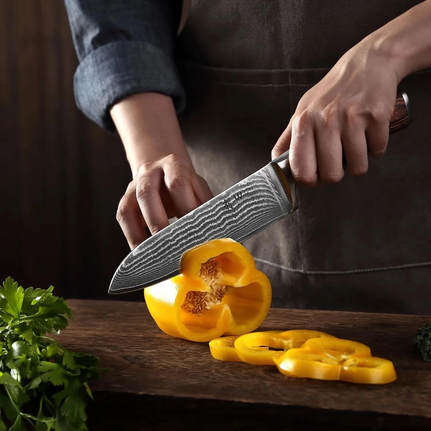 Wakoli Damascus Kitchen Knife Set, 4 Pieces Professional Chef Knife Set made from 67 Layers of Damascus Steel with VG10 Core, Knives Set for Kitchen with Pakkawood Handles in Gift Box (EDIB 4-pcs)