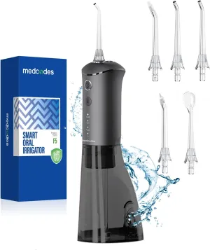Water Dental Flosser Pick for Teeth - 3 Modes Cordless Oral Irrigator 300ML Portable with 5 Jet Tips, 40 Days Rechargeable IPX7 Waterproof Water Dental for Cleaning for Home Travel(Black)