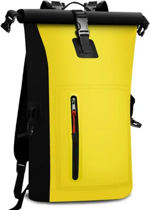 Waterproof Backpack Heavy Duty Roll- Closure Swim Bag with Front-Zipper Pocket