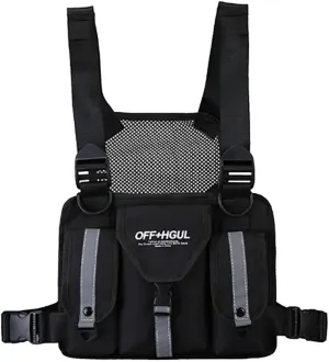 Waterproof Oxford Cloth Chest Pack, Training Tactical Backpack, Running Chest Pack, Lightweight Reflective Vest Bag Unisex (Reflective black)