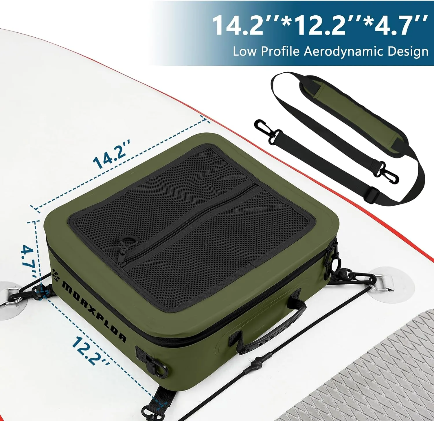 Waterproof PVC Paddleboard Cooler Deck Bag - 12 Can Soft Insulated Cooler for Paddleboarding, Camping, Kayaking