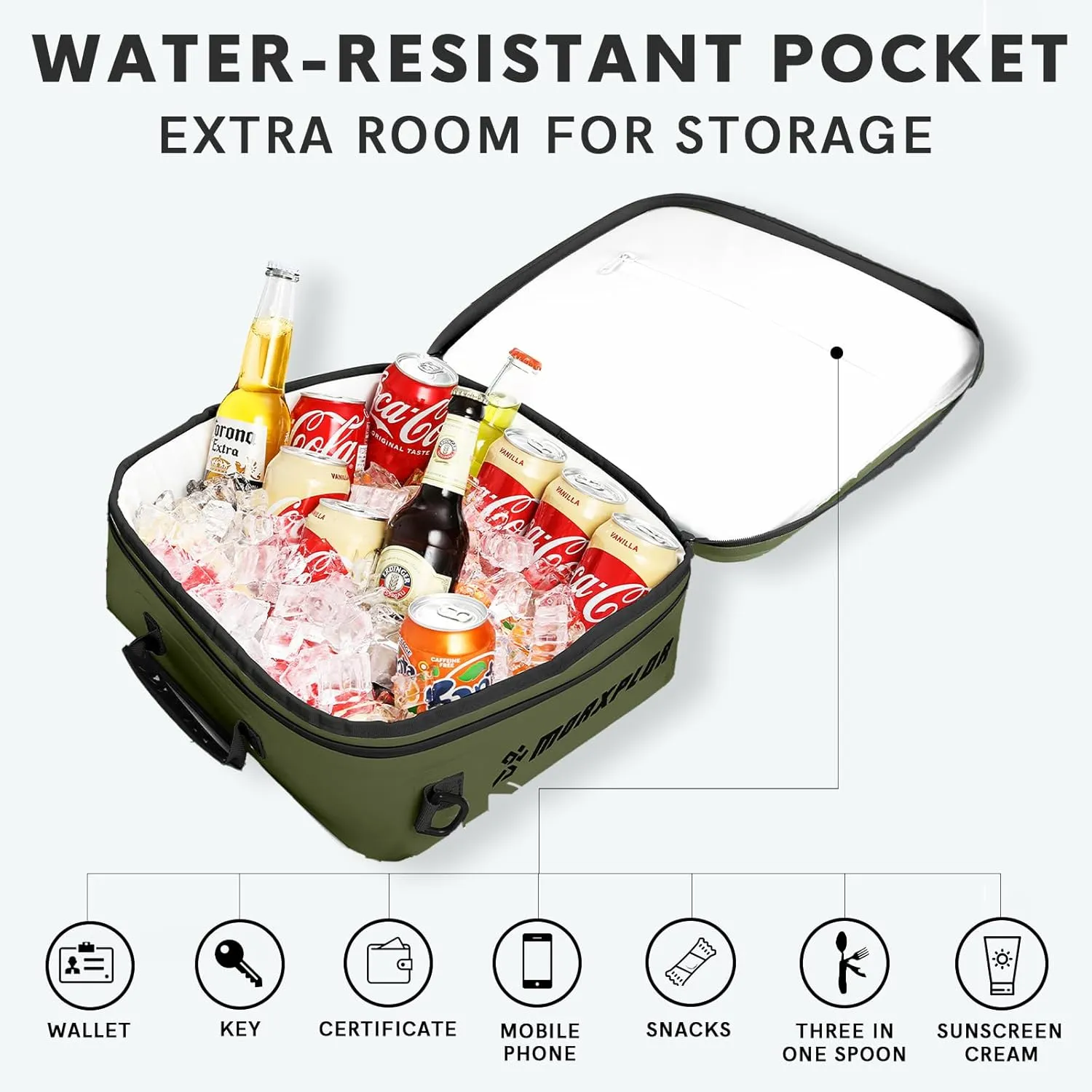 Waterproof PVC Paddleboard Cooler Deck Bag - 12 Can Soft Insulated Cooler for Paddleboarding, Camping, Kayaking