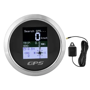Waterproof Stainless Steel Speedometer GPS for Ships, Yachts, Trucks with 8 Direction Pointers Waterproof Digital Speedometer for Car Boat (Dial Black), Genericmn8stdwb7h-11