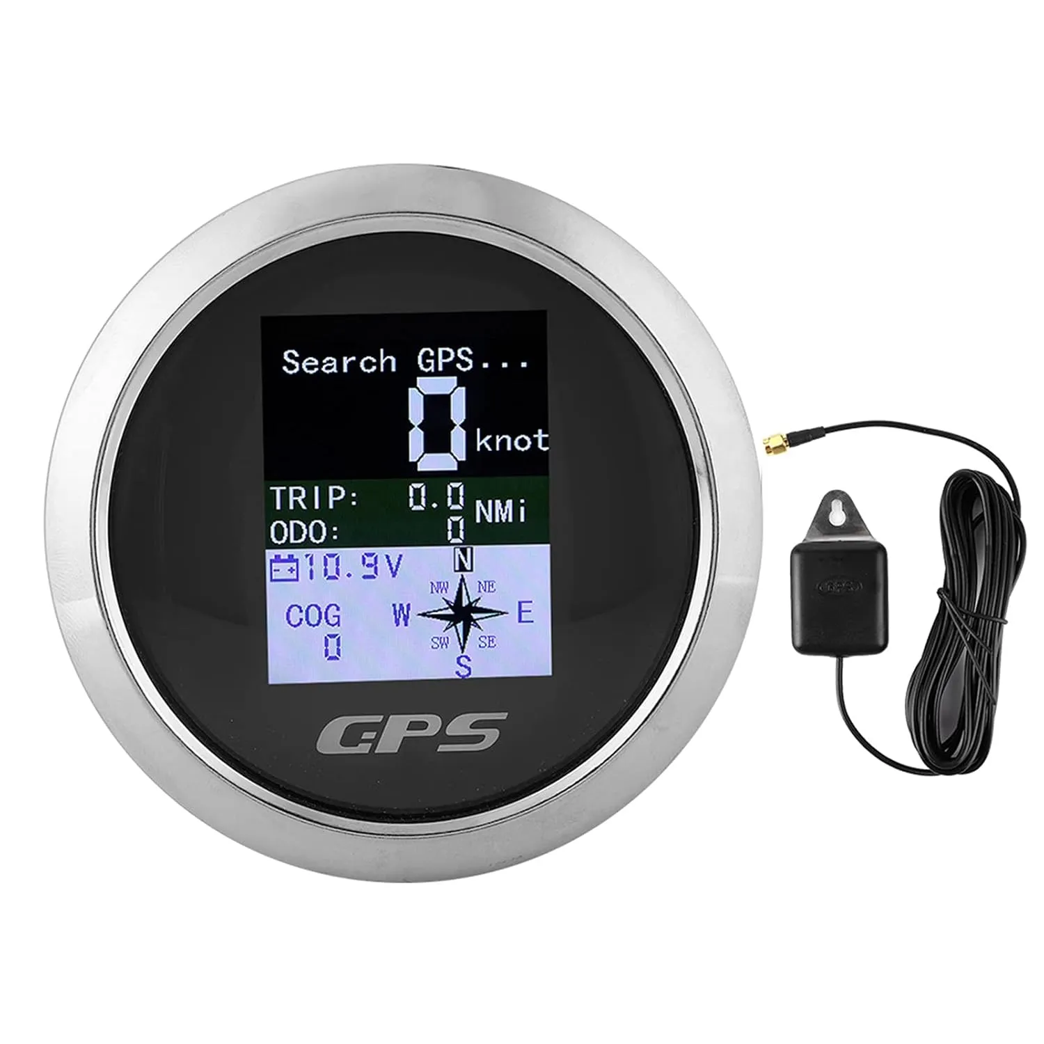 Waterproof Stainless Steel Speedometer GPS for Ships, Yachts, Trucks with 8 Direction Pointers Waterproof Digital Speedometer for Car Boat (Dial Black), Genericmn8stdwb7h-11