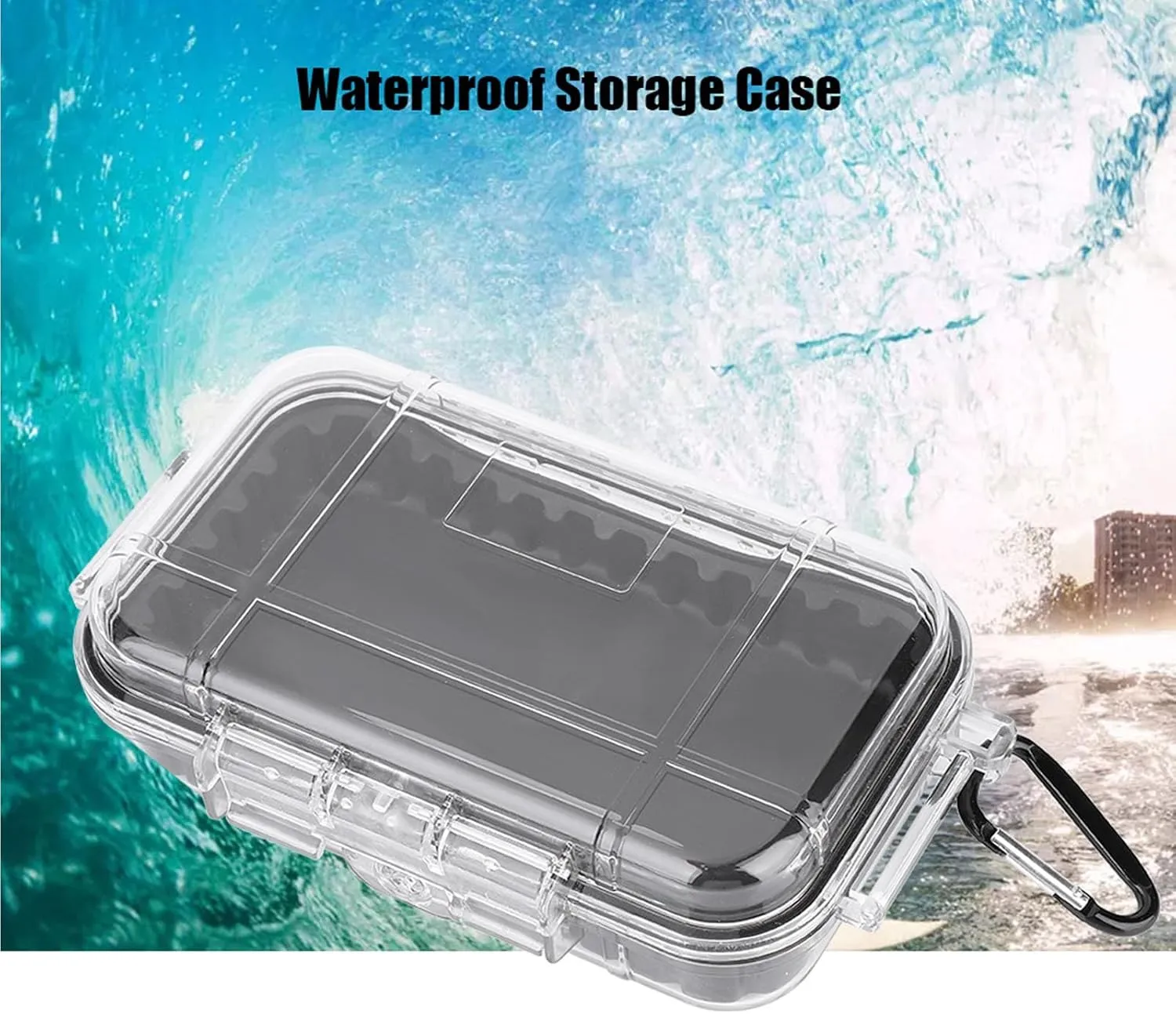 Waterproof Storage Case, Outdoor Waterproof Airtight Survival Box, Outdoor Survival Container Storage Box for EDC Tools, Phone, Keys(Transparent)