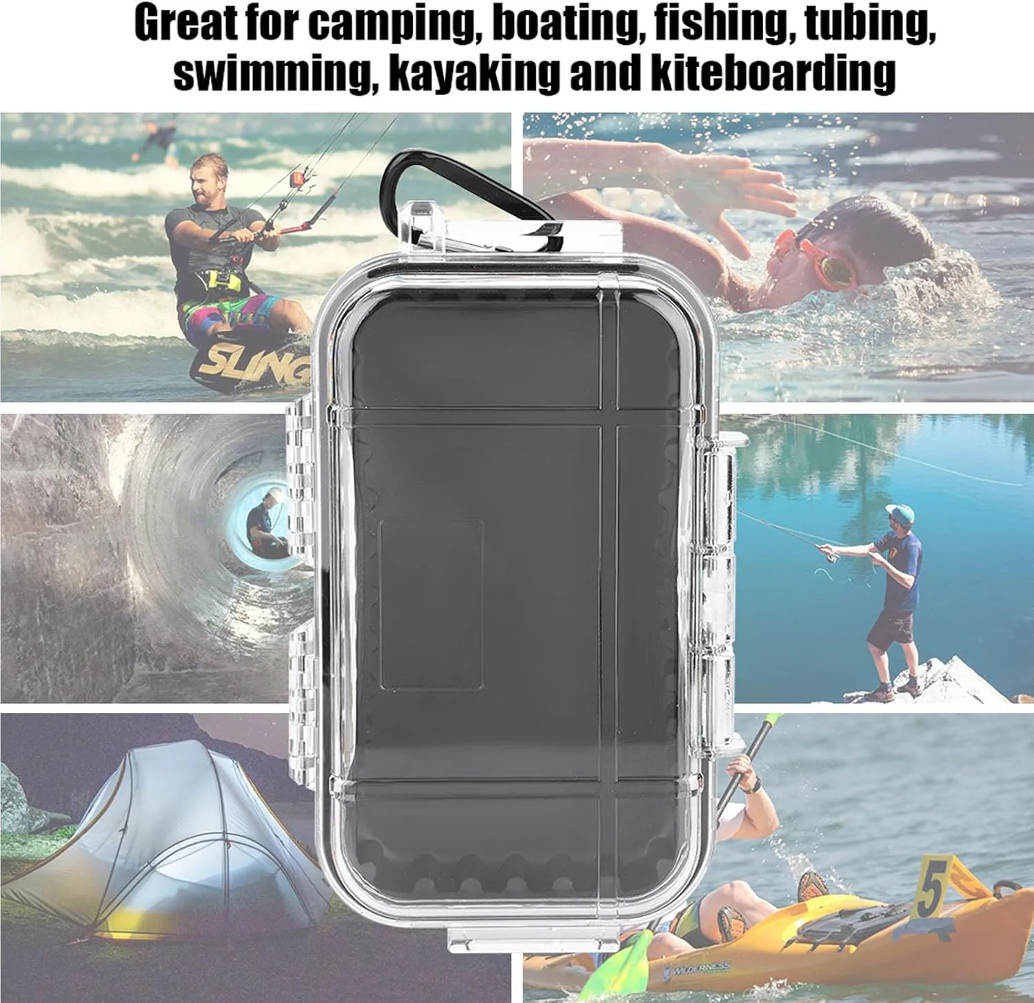 Waterproof Storage Case, Outdoor Waterproof Airtight Survival Box, Outdoor Survival Container Storage Box for EDC Tools, Phone, Keys(Transparent)