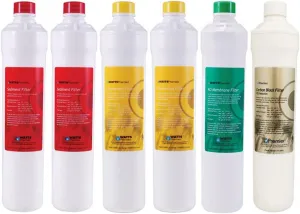Watts Premier Annual RO Pure Plus 6-Pack Filtration Kit for Zero/Pure Plus Reverse Osmosis System, Push Button Water Filter Replacement, 2 Sediment Filters, 2 Carbon Pre-Filters, VOC, Membrane