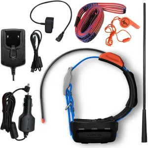 Wearable4U Garmin T 5X Dog Device, Tracking and Training Dog Collar, Rugged and Water-Resistant, High-Sensitivity GPS, Blue with Whistle and Leash Bundle