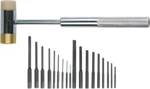 Wheeler Master Roll Pin Punch Set with Dual Sided Hammer, Roll Pin Punches and Starters, Storage Case for Gunsmithing, silver