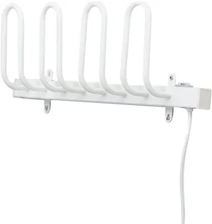 White Electric Shoe Dryer, Wall-Mounted Shoe Warmer, Shoe Dehumidifier Device with Switch, Aluminum Alloy Drying Shoe Rack for 2 Pairs of Shoes