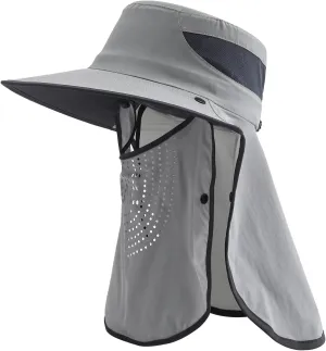 Wide Brim Sun Hat with Neck Flap Sun Protection Full Coverage Outdoor Hat for Gardening Fishing Hiking Beach Travel