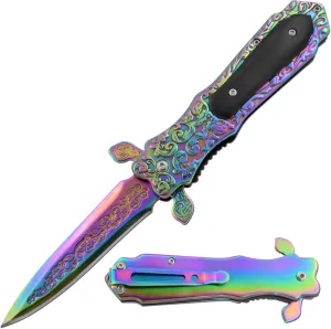 Wild Turkey Handmade Collection Two Tone Color Coated Folding Knife| Outdoor Survival Pocket Knife | Small one-Hand Knife Made of Stainless Steel Blade (5114RB-AM)