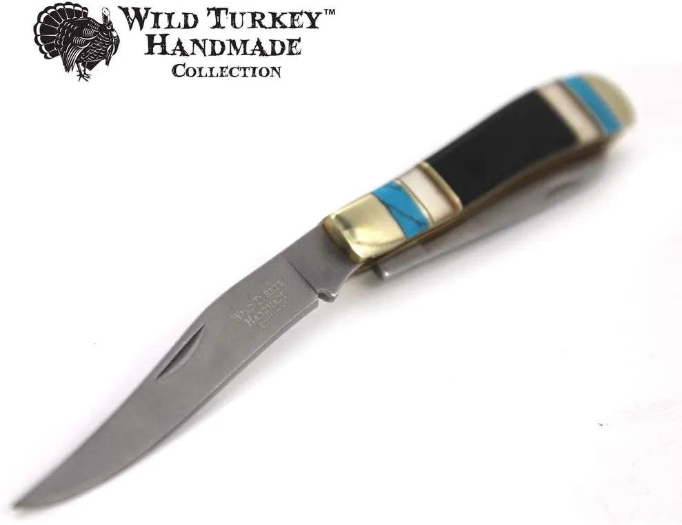 Wild Turkey Handmade Gentleman's Trapper Design Folding Pocket Collectors Knife EDC Slim Sleek Design (Mother of Pearl)