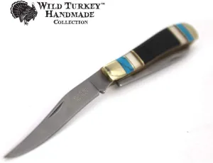 Wild Turkey Handmade Gentleman's Trapper Design Folding Pocket Collectors Knife EDC Slim Sleek Design (Mother of Pearl)