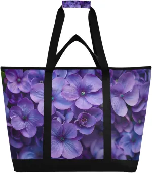 Wildflowers Reusable Insulated Cooler Bag with Ice Pack Compartment - Large 154L Waterproof Thermal Grocery Tote for Picnic Beach Camping Lunch Storage