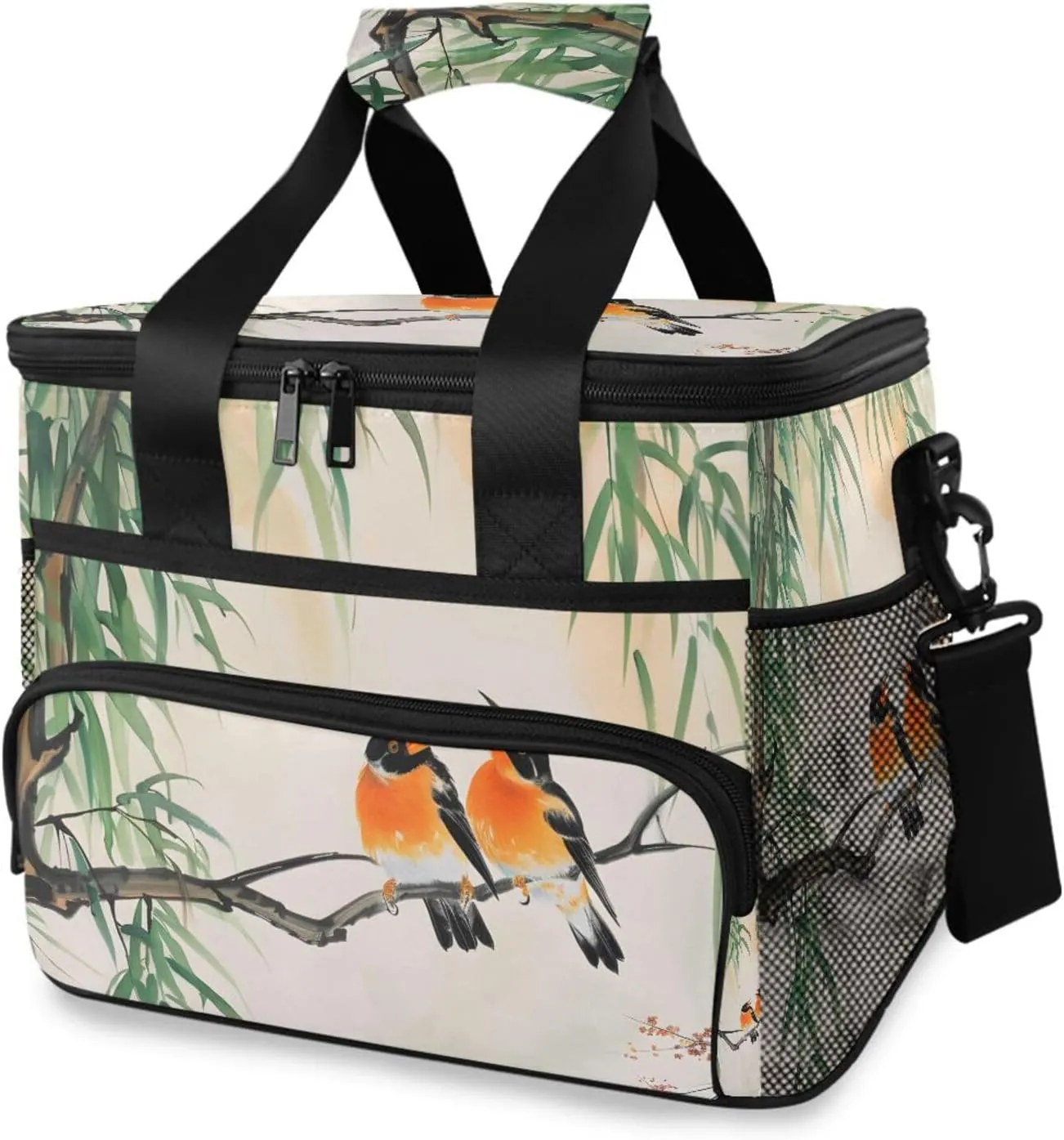 Willow Trees Birds Cooler Bag Insulated Cooler Soft Sided Cooler 24 Can Portable Picnic Bag Large Leakproof Lunch Bag Box for Beach Grocery Camping Travel Car Men Women