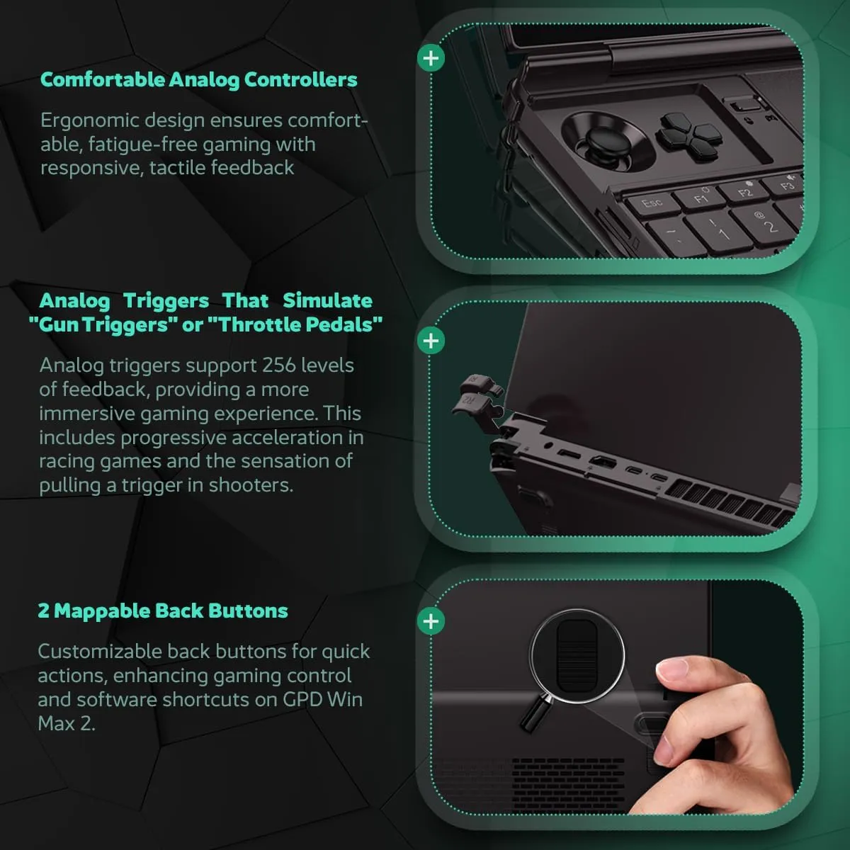 Win MAX 2 2025 Handheld Gaming PC with AMD Ryzen 7 8840U, Radeon 780M GPU, 32GB RAM, 1TB SSD, OcuLink, 10.1" IPS Display, Gaming Controls, Keyboard and touchpad