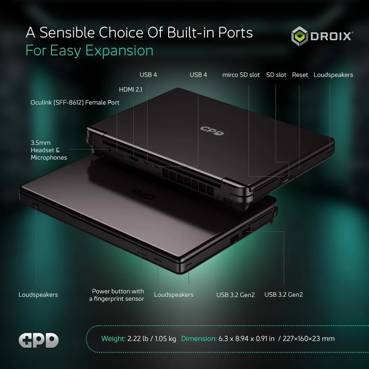 Win MAX 2 2025 Handheld Gaming PC with AMD Ryzen 7 8840U, Radeon 780M GPU, 32GB RAM, 1TB SSD, OcuLink, 10.1" IPS Display, Gaming Controls, Keyboard and touchpad