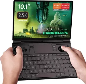 Win MAX 2 2025 Handheld Gaming PC with AMD Ryzen 7 8840U, Radeon 780M GPU, 32GB RAM, 1TB SSD, OcuLink, 10.1" IPS Display, Gaming Controls, Keyboard and touchpad