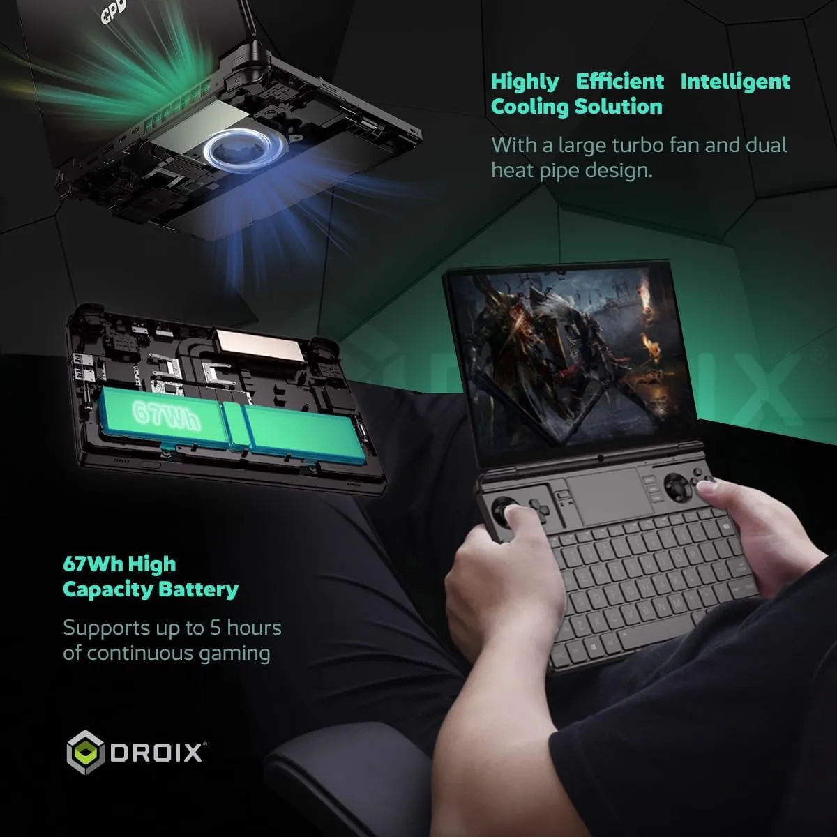 Win MAX 2 2025 Handheld Gaming PC with AMD Ryzen 7 8840U, Radeon 780M GPU, 32GB RAM, 1TB SSD, OcuLink, 10.1" IPS Display, Gaming Controls, Keyboard and touchpad