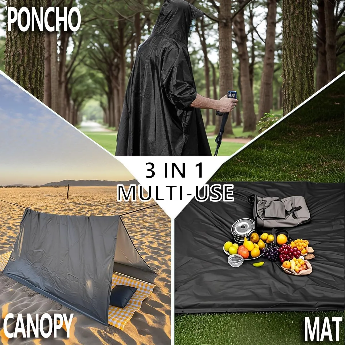 Wind Tour Waterproof Lightweigh Hooded Rain Poncho Raincoat Jacket for Men Women Rain Coat with Pocket Adult Outdoor Hiking