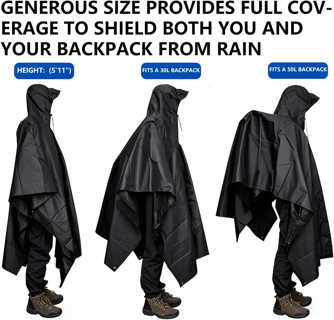 Wind Tour Waterproof Lightweigh Hooded Rain Poncho Raincoat Jacket for Men Women Rain Coat with Pocket Adult Outdoor Hiking