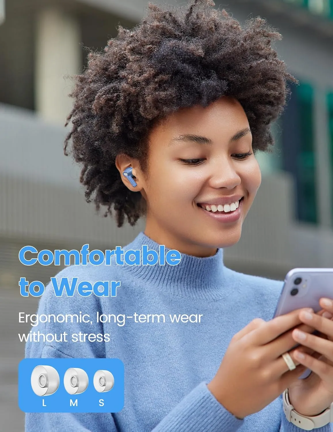 Wireless Earbuds Bluetooth 5.3 Headphones 50H Playtime Deep Bass Stereo Ear Buds with Mic IPX7 Waterproof Comfort Lightweight in Ear Earphones for Pad Android/iOS Phones Gifts for Women Men